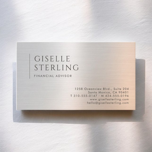 Tarjeta De Visita Financial Advisor Brushed Metal (Subido por el creador)