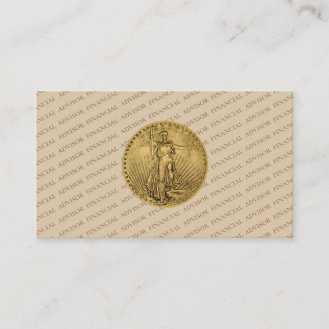 Tarjeta De Visita Financial Advisor Gold Coin Money Management Pro (Anverso)