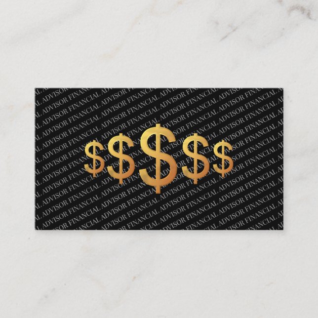 Tarjeta De Visita Financial Advisor Money Wealth Management Gold (Anverso)