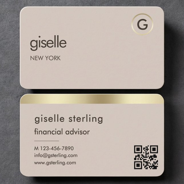 Tarjeta De Visita Financial Advisor Neutral Gold QR Code (Subido por el creador)