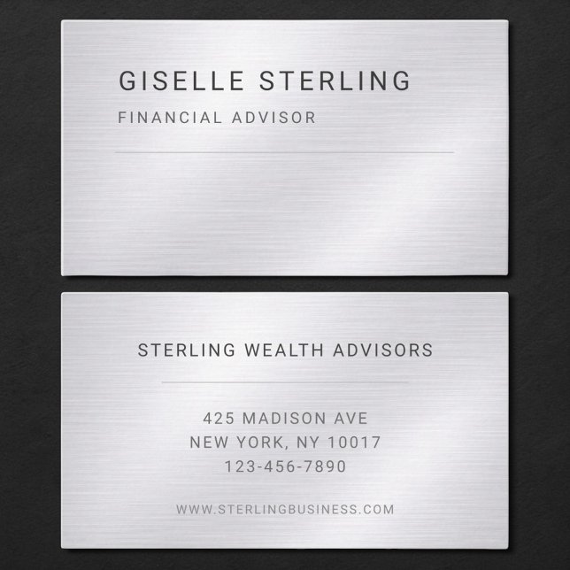 Tarjeta De Visita Financial Advisor Silver Metallic Professional (Subido por el creador)