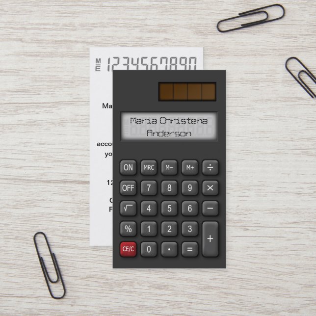 Tarjeta de visita financiera de la calculadora (Anverso/Reverso In Situ)