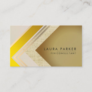 Tarjeta De Visita Finanzas geométricas de oro retro moderno elegante