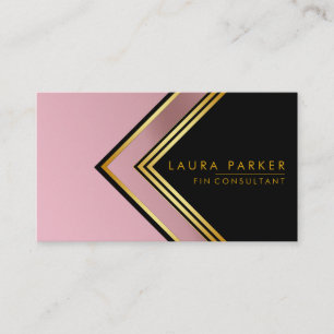 Tarjeta De Visita Finanzas geométricas de oro Rosa retro moderno
