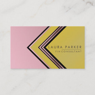 Tarjeta De Visita Finanzas geométricas de oro Rosa retro moderno