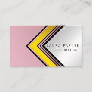 Tarjeta De Visita Finanzas geométricas de oro Rosa retro moderno