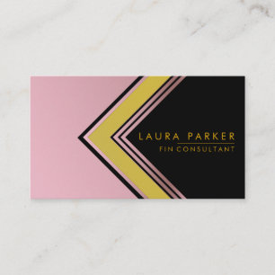 Tarjeta De Visita Finanzas geométricas de oro Rosa retro moderno