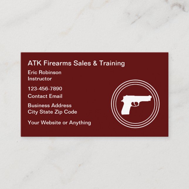 Tarjeta De Visita Firearms Range And Safety Training (Anverso)