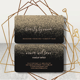 Tarjeta De Visita Firma con brillo dorado negro chic