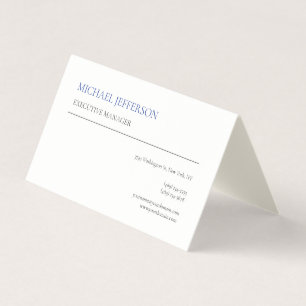 Tarjeta De Visita Firma Crema Moderno Elegante Blanco Azul Simple