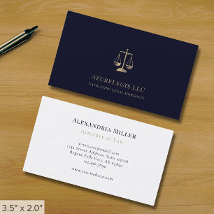 Tarjeta De Visita Firma de abogados azul marino y dorado