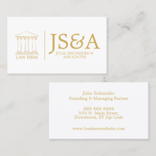 Tarjeta De Visita Firma de abogados Clásico de Oro Blanco