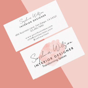 Tarjeta De Visita Firma de Acuarela Profesional y Elegante para Nego