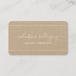 Tarjeta De Visita Firma de guión de moda Rubor Rosa y Kraft Elegante