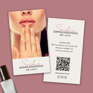 Tarjeta De Visita Firma de guión moderna de artista de uñas