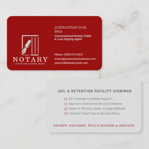 Tarjeta De Visita Firma de Notaría Móvil Institucional en Cárceles y
