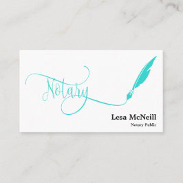 Tarjeta De Visita firma de préstamo de pluma notarial turquesa