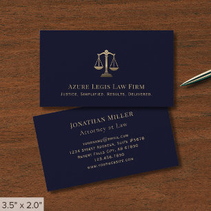 Tarjeta De Visita Firma jurídica Blue and Gold