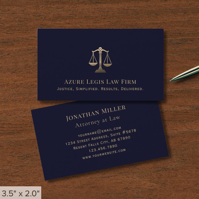 Tarjeta De Visita Firma jurídica Blue and Gold (Subido por el creador)