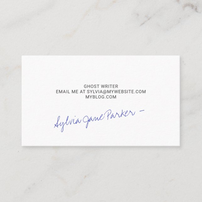 Tarjeta De Visita Firma manuscrita de tinta azul simple (Anverso)