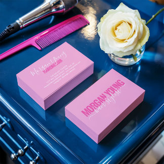 Tarjeta De Visita Firma moderna del guión del estilo de cabello blan