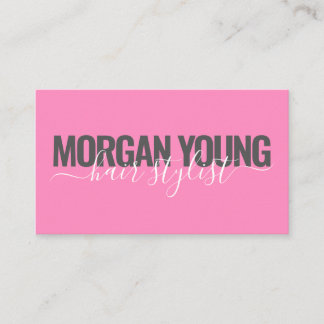 Tarjeta De Visita Firma moderna del guión del estilo de cabello rosa