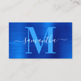 Tarjeta De Visita Firma Monograma Royal Blue Shimmer