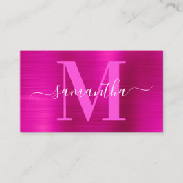 Tarjeta De Visita Firma Monograma Shimmer rosa caliente