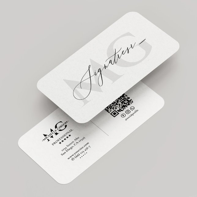 Tarjeta De Visita Firma profesional Blanco moderno mínimo (Professional Signature Minimal Modern White Business Card
)