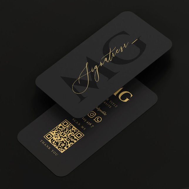 Tarjeta De Visita Firma profesional moderna Elegante Negro (Modern Professional Signature Elegant Black Business Card
)