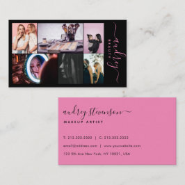 Tarjeta De Visita Firma profesional rosa y negra 6 fotos