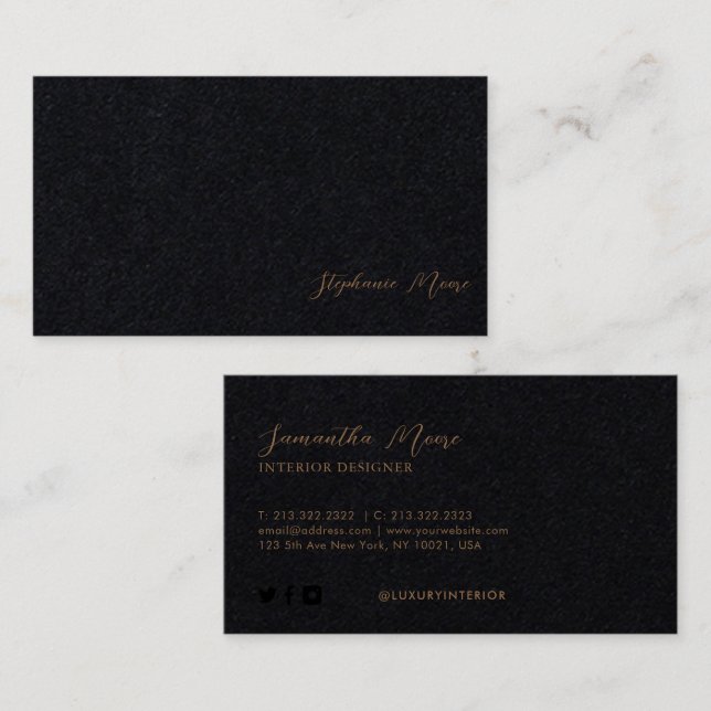 Tarjeta De Visita Firma Professional Premium en negro y marrón (Anverso / Reverso)