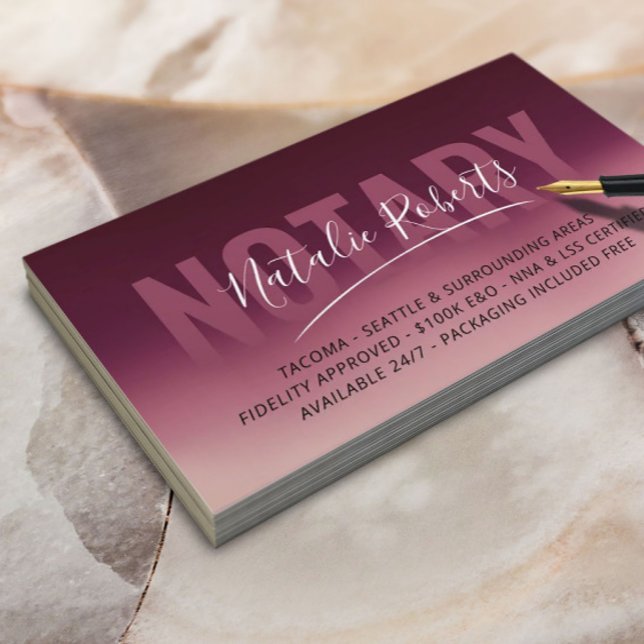 Tarjeta De Visita Firma roja de Borgoña para el notario móvil públic (Subido por el creador)