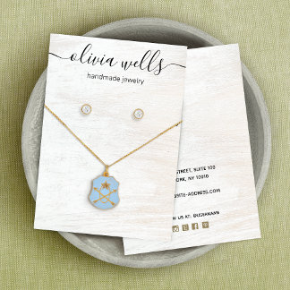 Tarjeta De Visita Firma Script Collar de madera blanca