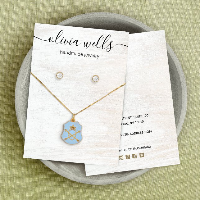 Tarjeta De Visita Firma Script Collar de madera blanca (Subido por el creador)