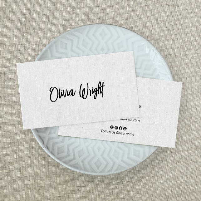 Tarjeta De Visita Firma Script Moderno, Gray Linen Profesional (Subido por el creador)