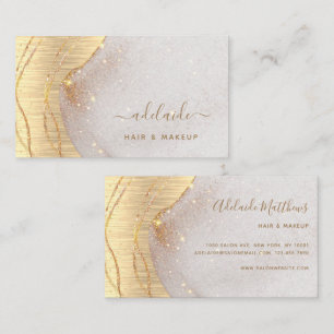 Tarjeta De Visita Firma Script Purpurina de oro Agate Elegant Modern