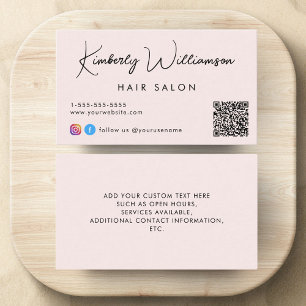 Tarjeta De Visita Firma Script QR Código rosa