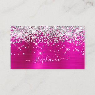 Tarjeta De Visita Firme Glitter Rosa Brillante Hoja de Firma Femenin