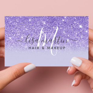 Tarjeta De Visita Firme Script Purpurina Moderno Femenino