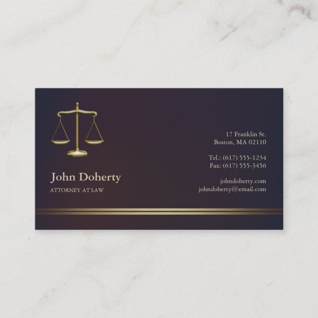 Tarjeta De Visita FISCAL DE DERECHO | Elegante (Anverso)