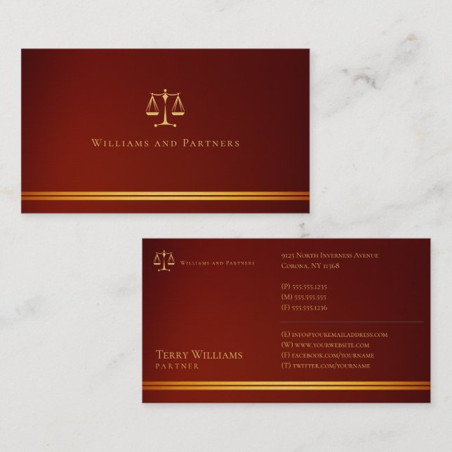 Tarjeta De Visita FISCAL DE DERECHO | Elegante (Anverso / Reverso)