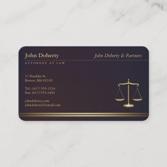 Tarjeta De Visita FISCAL DE DERECHO | Elegante (Anverso)