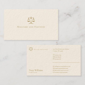 Tarjeta De Visita FISCAL DE DERECHO | Elegante y elegante Golden