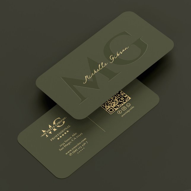 Tarjeta De Visita Fiscal de notario moderno Monograma Verde (Modern Notary Law Firm Attorney Monogram Green Business Card
)