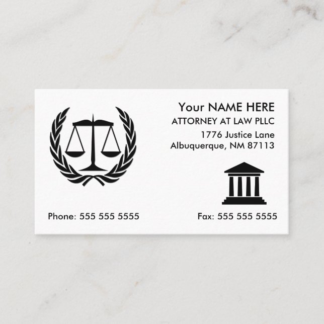 Tarjeta De Visita Fiscal en Law White (Anverso)