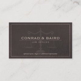 Tarjeta De Visita Fiscal Justice Scales Dark Brown Linen Look