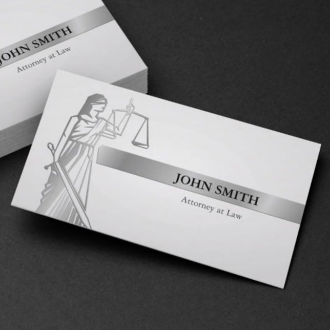 Tarjeta De Visita Fiscal profesional de la Moderna Silver Lady Justi (Subido por el creador)