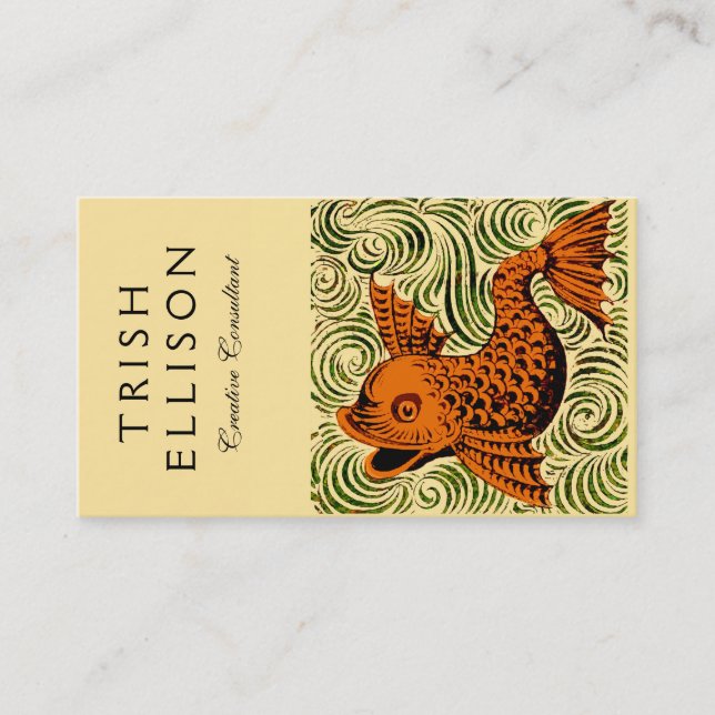 Tarjeta De Visita Fish Antiguo Tile Antiguo arte (Anverso)