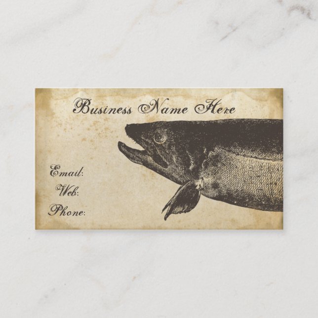Tarjeta De Visita Fish Old Grungy Paper Business Card (Anverso)